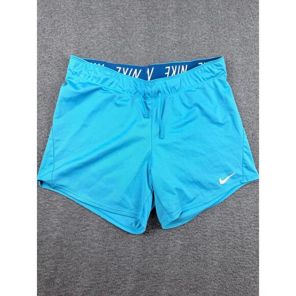 Nike Pants - Nike Women's Small Dri-FIT‎ Attack Training Shorts Laser Blue Rollover Waist